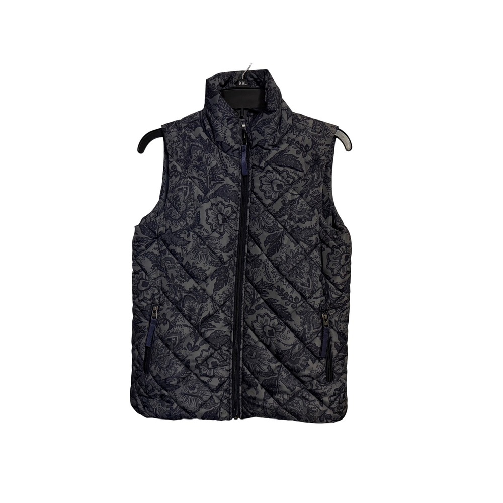 Vera Bradley Fleece vest Women's Small paisley gray/Blue‎ Polyester Cozy puff